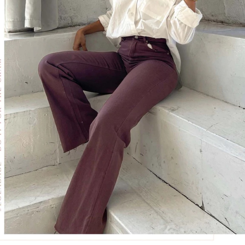 Nwt brown straight wide leg pants M